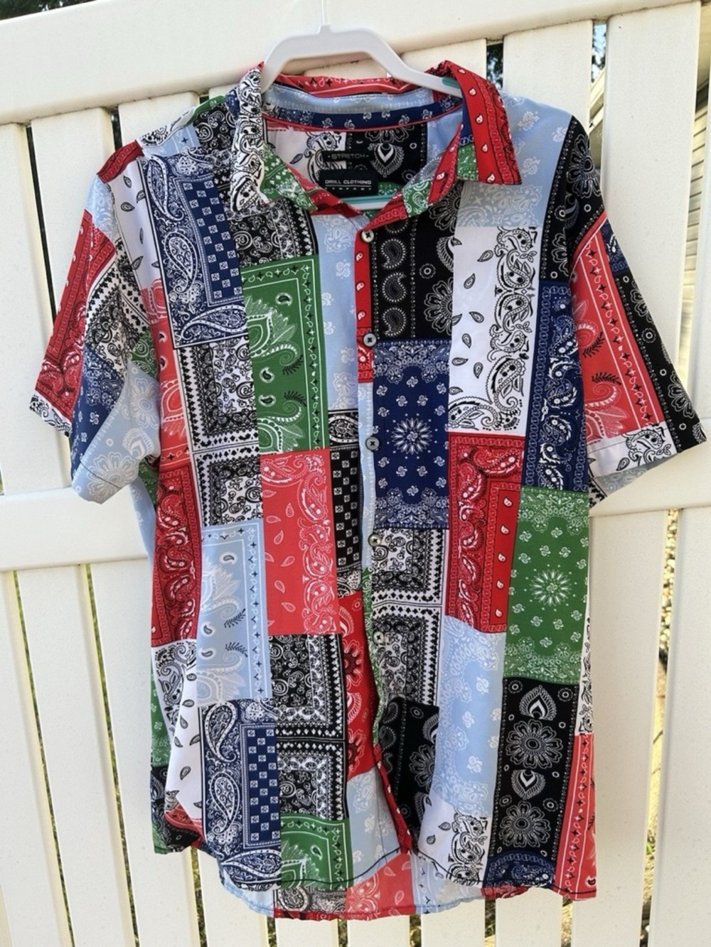Casual Patchwork Bandana Short-Sleeve Shirt - Multicolor
